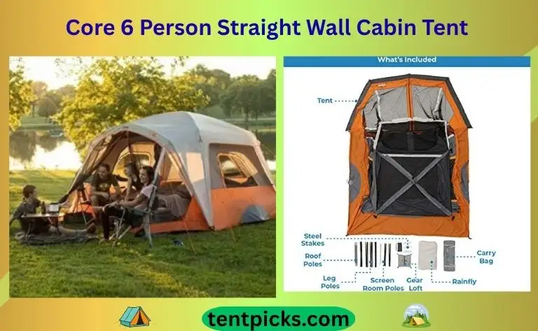 Core 6 Person Straight Wall Cabin Tent With Screen Room